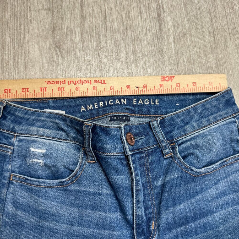 American Eagle Hi Rise Jegging Cropped Jeans Womens 4 Distressed Stretch Denim - Picture 10 of 11